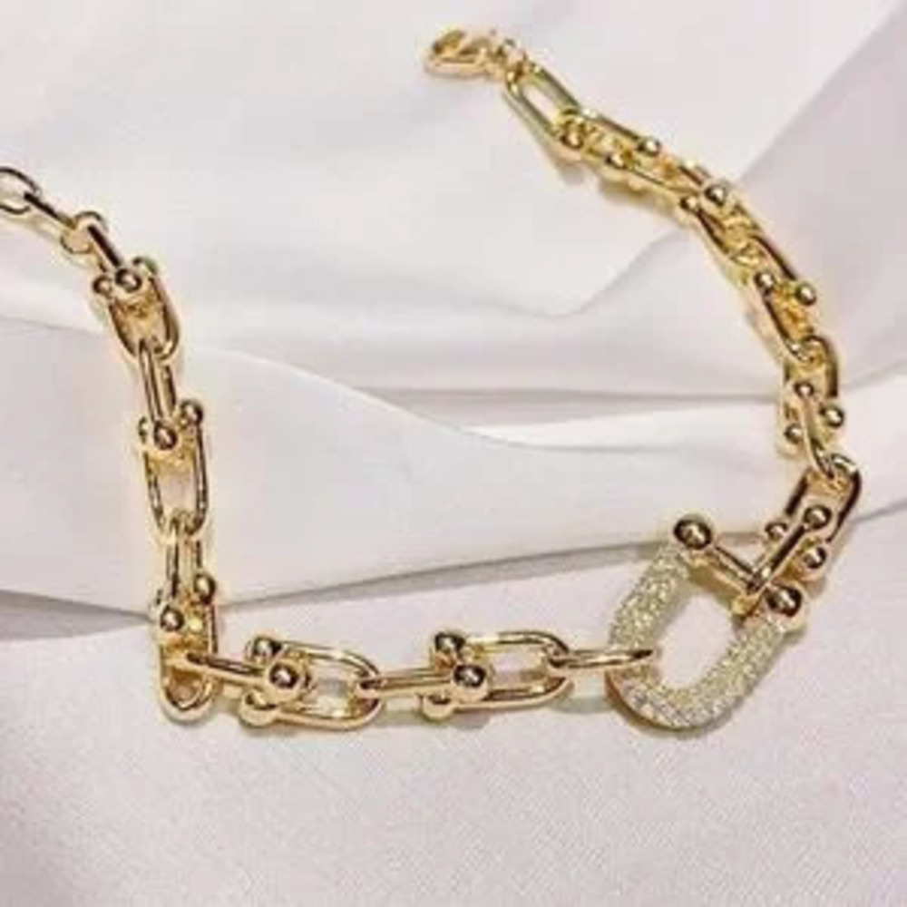 NEW?14k Gold Plated Link Bracelet with Cubic Zirconia - Picture 6 of 6